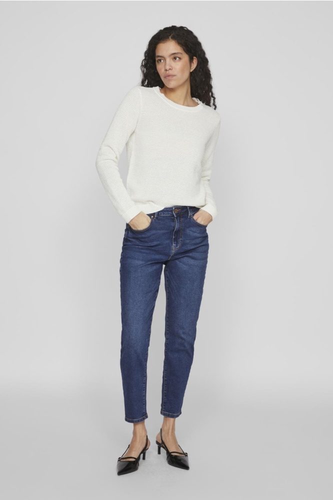 VIDALO O-NECK L/S KNIT TOP/SU - NOO 14082767 WHITE ALYSSUM